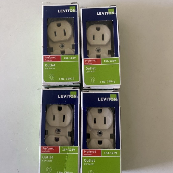 Leviton Other - Lot of 4 Leviton CBR15-00T 15A 125V Light Almond Outlet 4.06 H x 1.35 W x 1.08 D